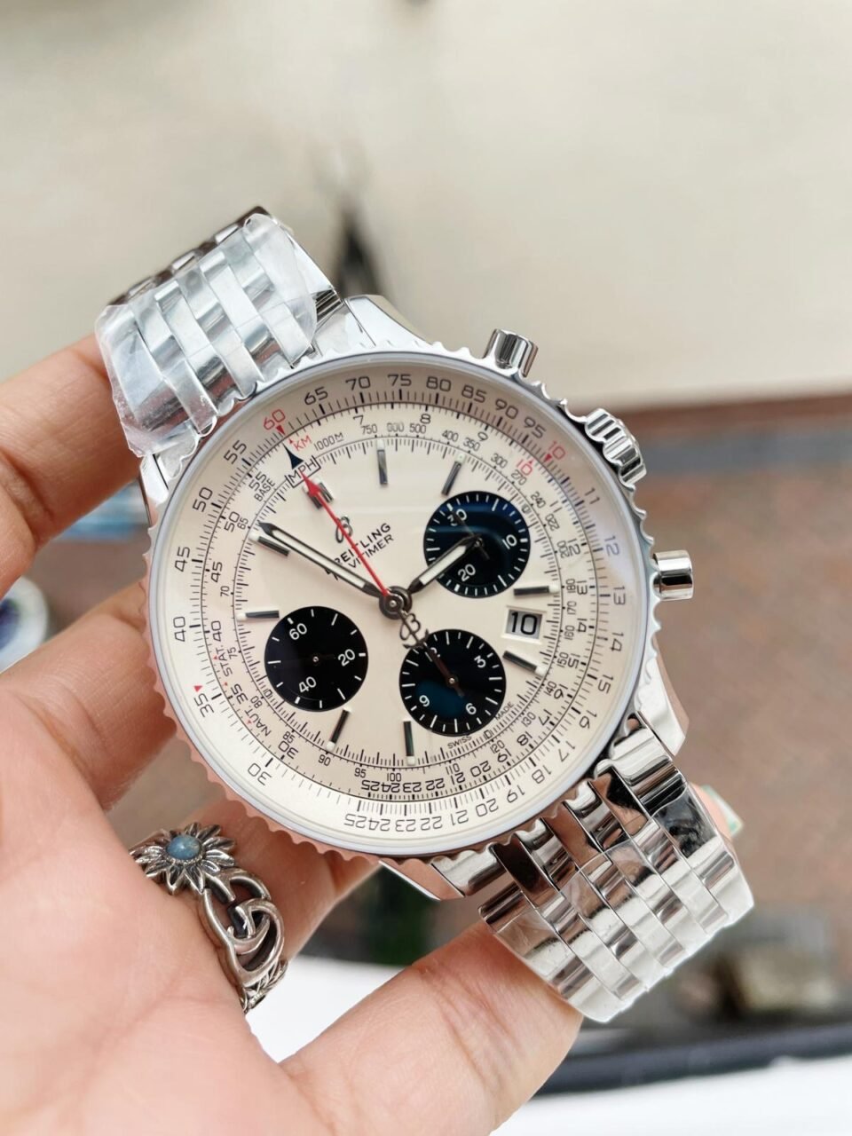 Navitimer 01 1:1 SS White Dial on Steel Strap A7750 GF Factory - Image 6