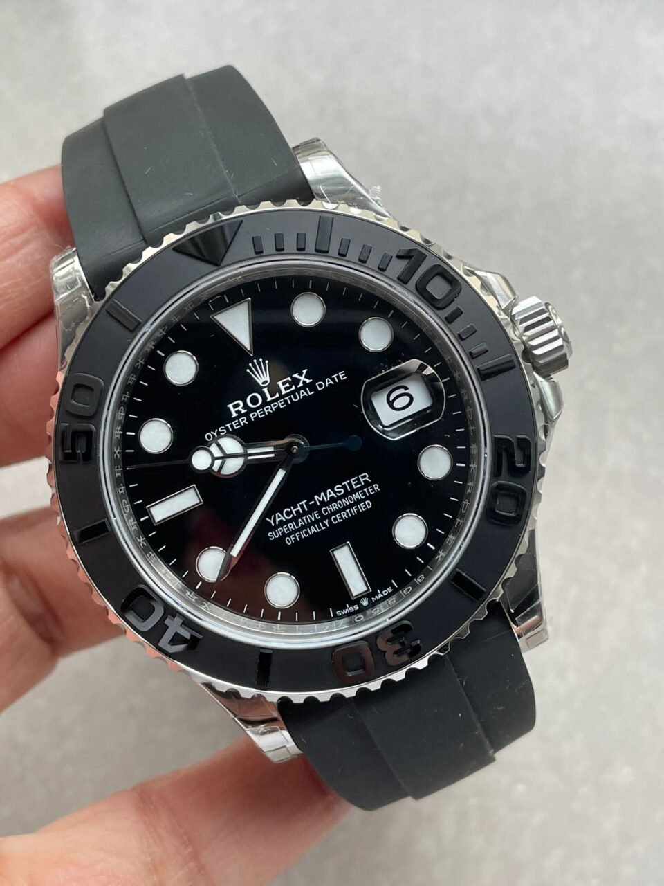 Yacht-Master 42mm 226659 VSF 1:1 Best Edition 3D Black Dial SS case Black Ceramic Bezel on Black Rubber Strap VS3235 - Image 2