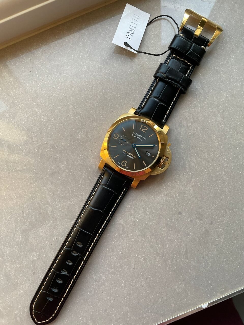 PAM1115 YG VSF 1:1 BEST EDITION BLACK DIAL ON BLACK LEATHER STRAP P.9010 - Image 11