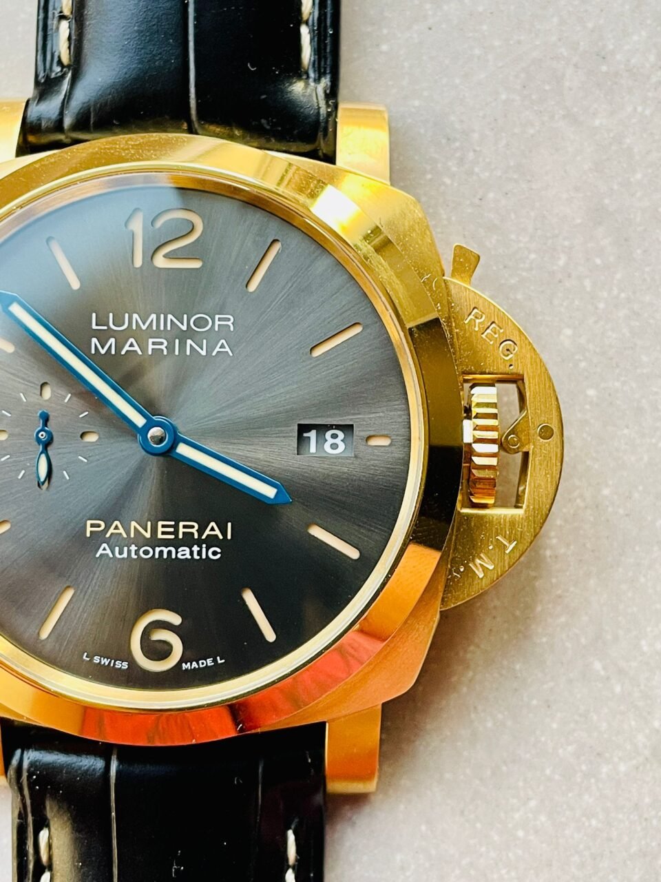 PAM1115 YG VSF 1:1 BEST EDITION BLACK DIAL ON BLACK LEATHER STRAP P.9010 - Image 5