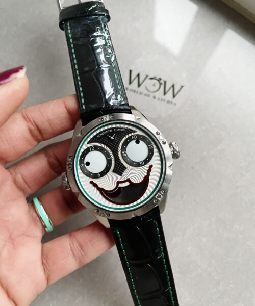 Konstantin Chaykin Joker SS TWF Best Edition White Dial Green Inner Bezel on Black Leather Strap NH35A