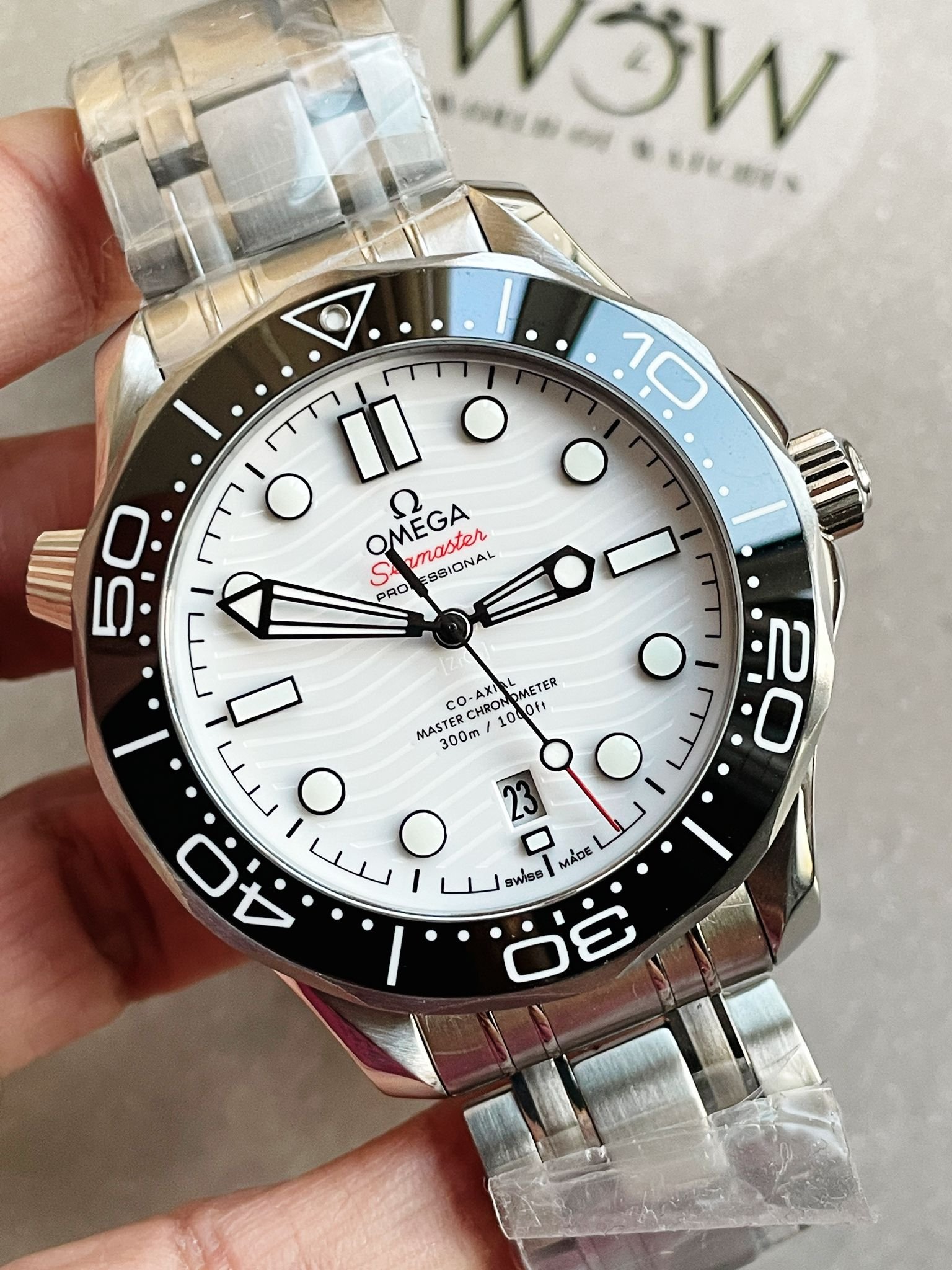 Seamaster Diver 300M SS VSF 1:1 Best Edition Black Bezel White Dial on SS Bracelet A8800 - Image 6