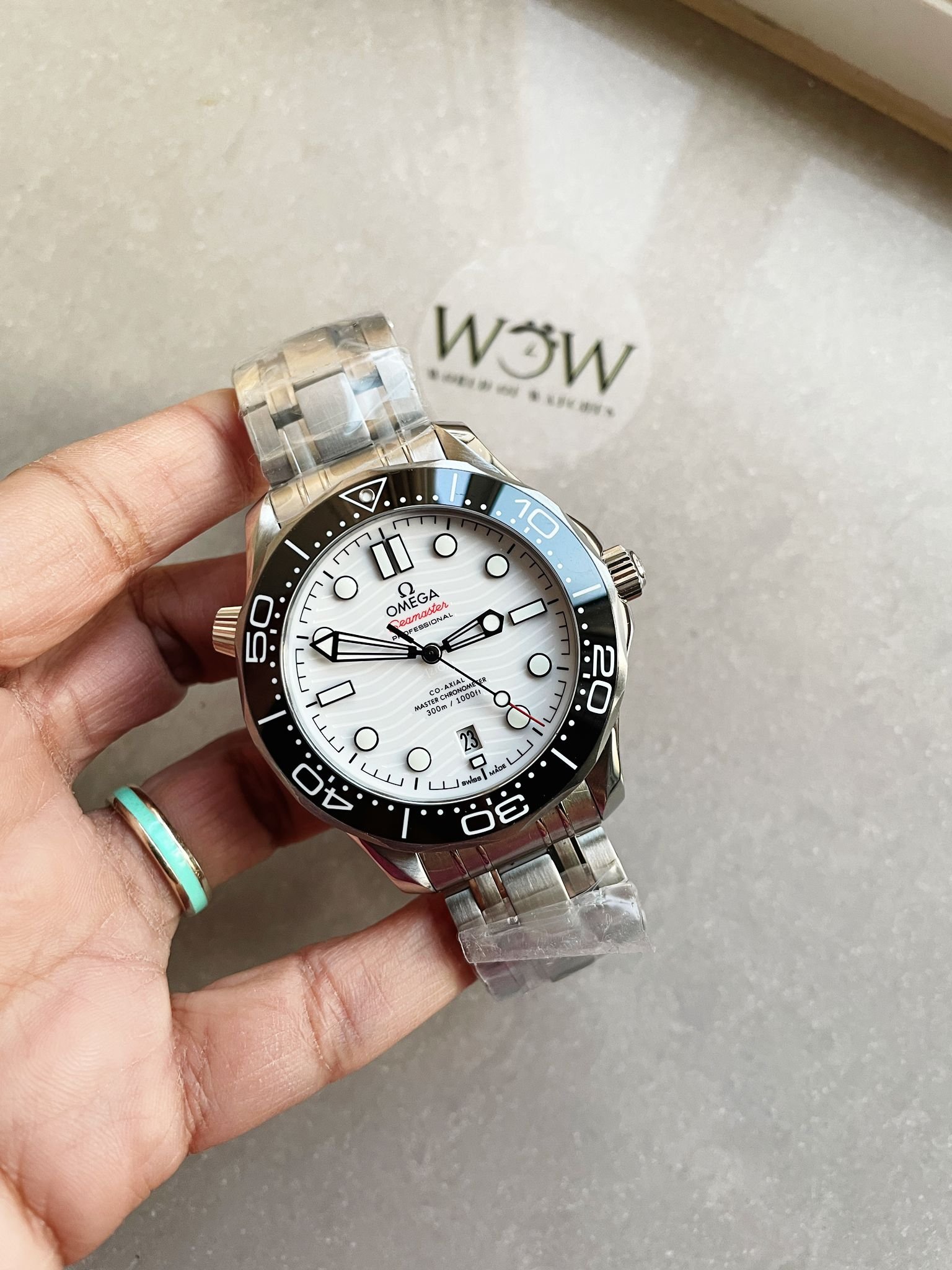 Seamaster Diver 300M SS VSF 1:1 Best Edition Black Bezel White Dial on SS Bracelet A8800