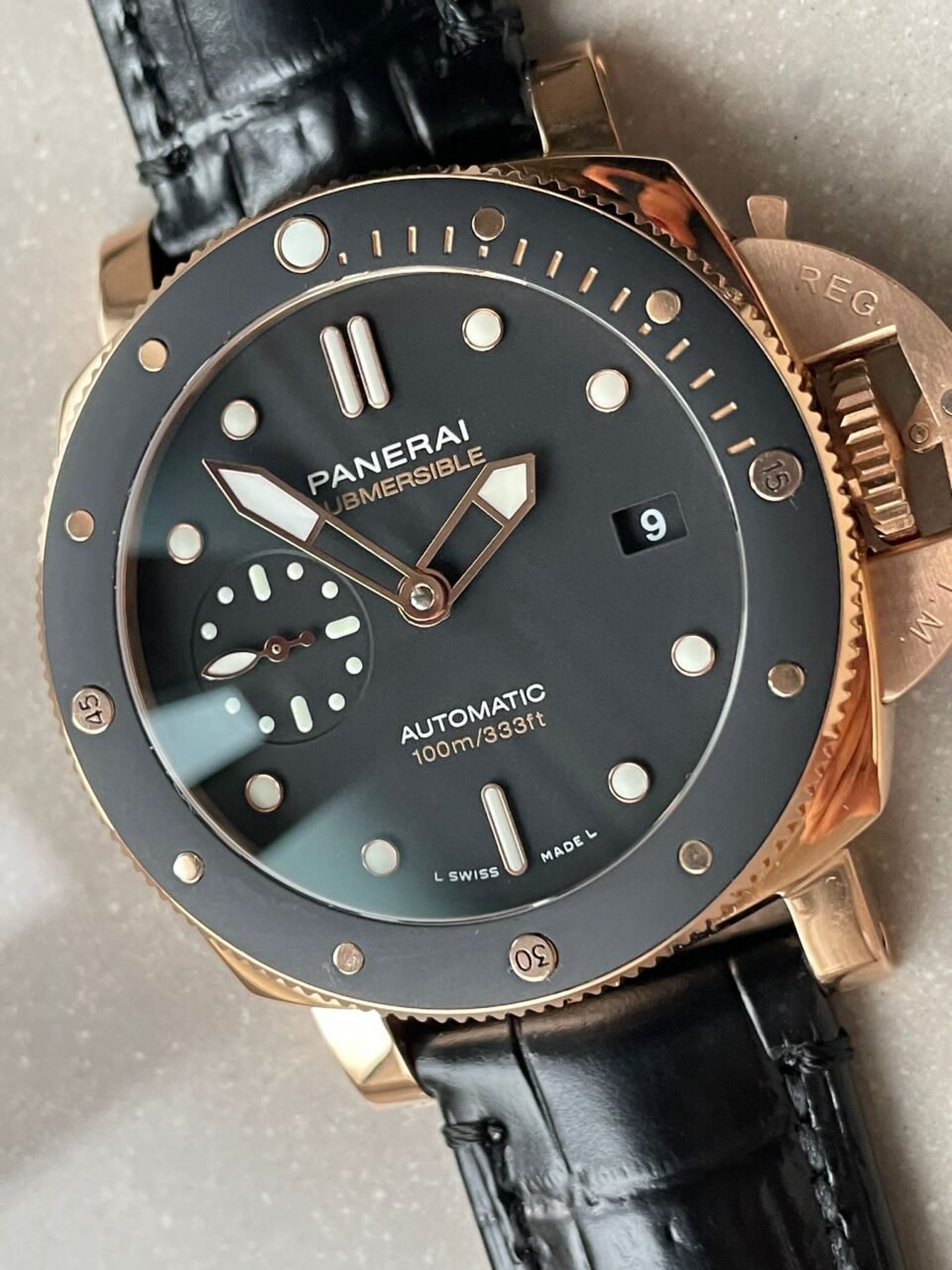 Panerai PAM974 Luminor Submersible Rose Gold VSF 1:1 Best on Black Rubber Strap AXXXIV - Image 5