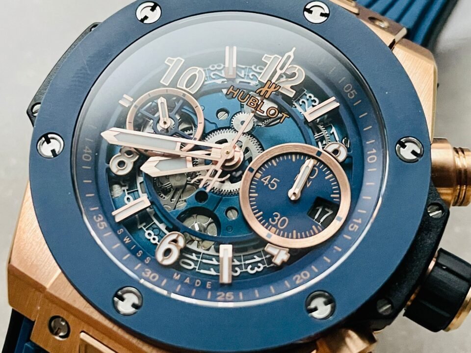Hublot Big Bang Unico Rose Gold ZF 1:1 Best Blue Skeleton Dial on Rubber Strap A1280 - Image 4