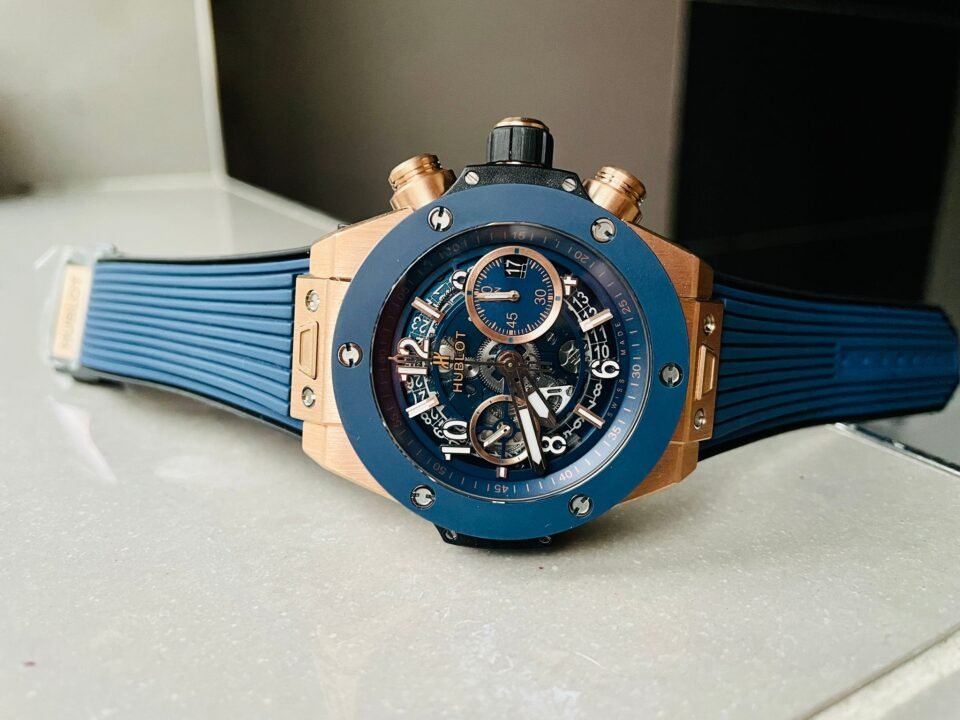 Hublot Big Bang Unico Rose Gold ZF 1:1 Best Blue Skeleton Dial on Rubber Strap A1280 - Image 3