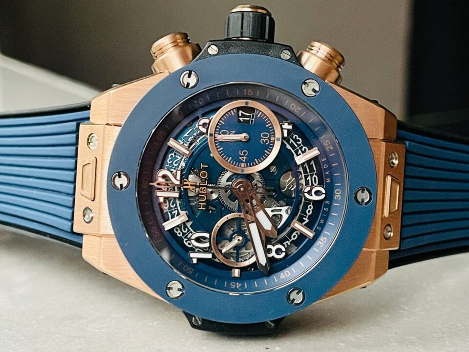 Hublot Big Bang Unico Rose Gold ZF 1:1 Best Blue Skeleton Dial on Rubber Strap A1280 - Image 9