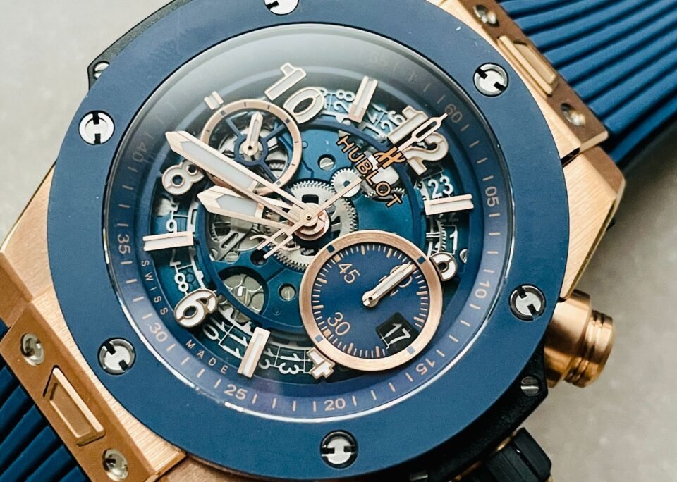 Hublot Big Bang Unico Rose Gold ZF 1:1 Best Blue Skeleton Dial on Rubber Strap A1280 - Image 6