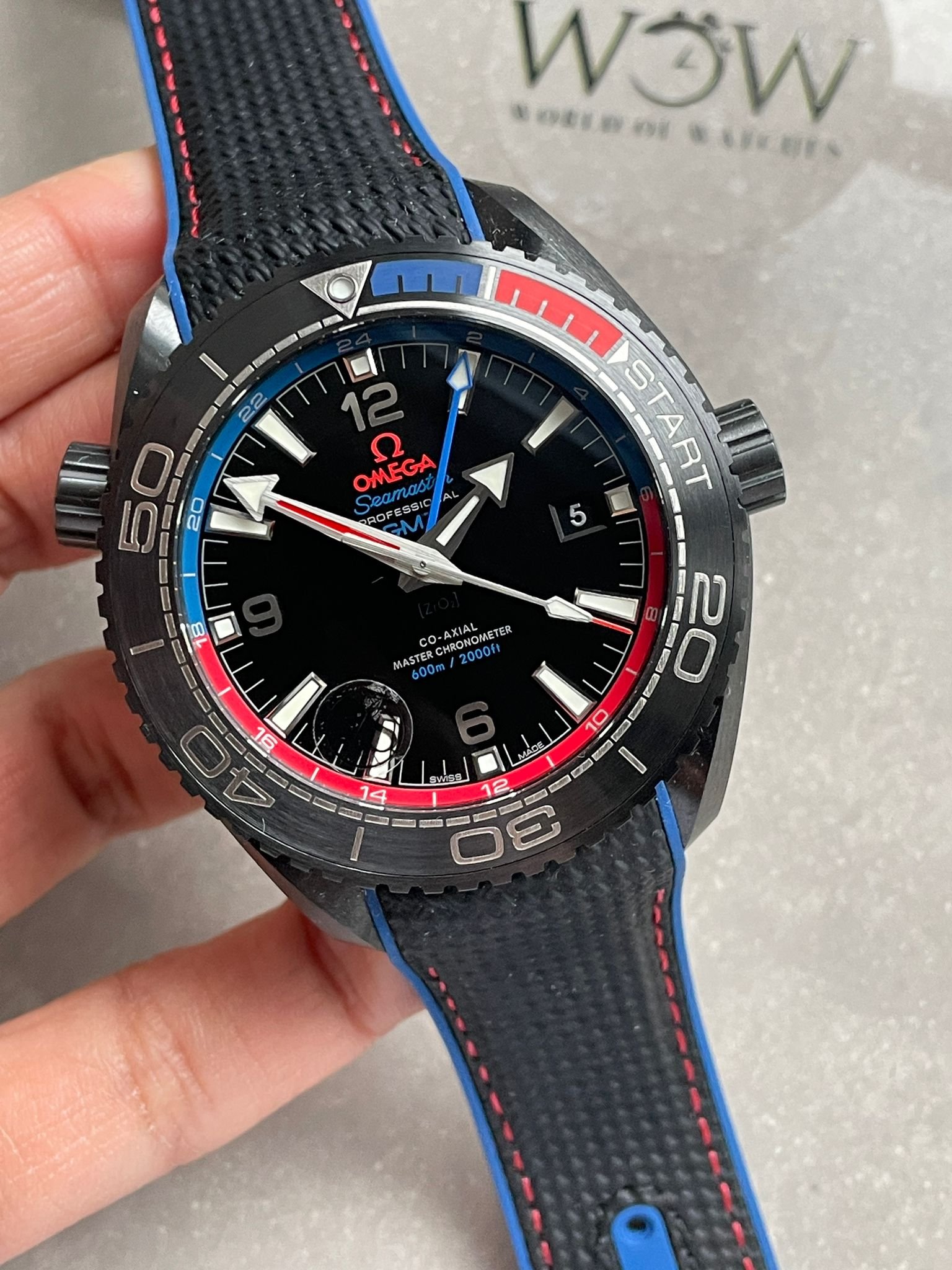 Seamaster Planet Ocean 600M GMT ETNZ Deep Black 45.5mm VSF Ceramic Black Dial Swiss 8906 - Image 3