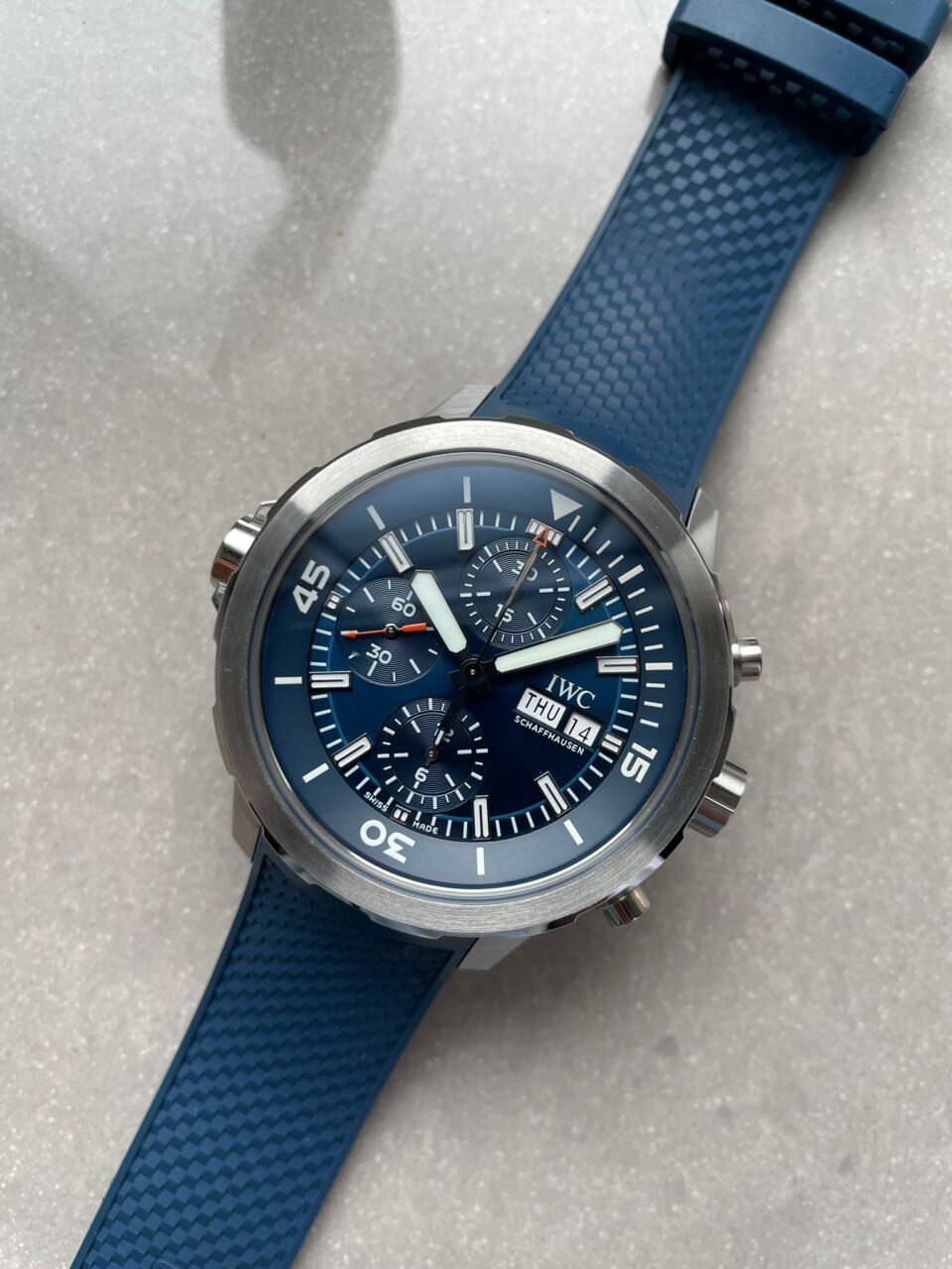 Aquatimer Chronograph IW376806 SS Blue Dial on Rubber Strap V6S A7750 - Image 6