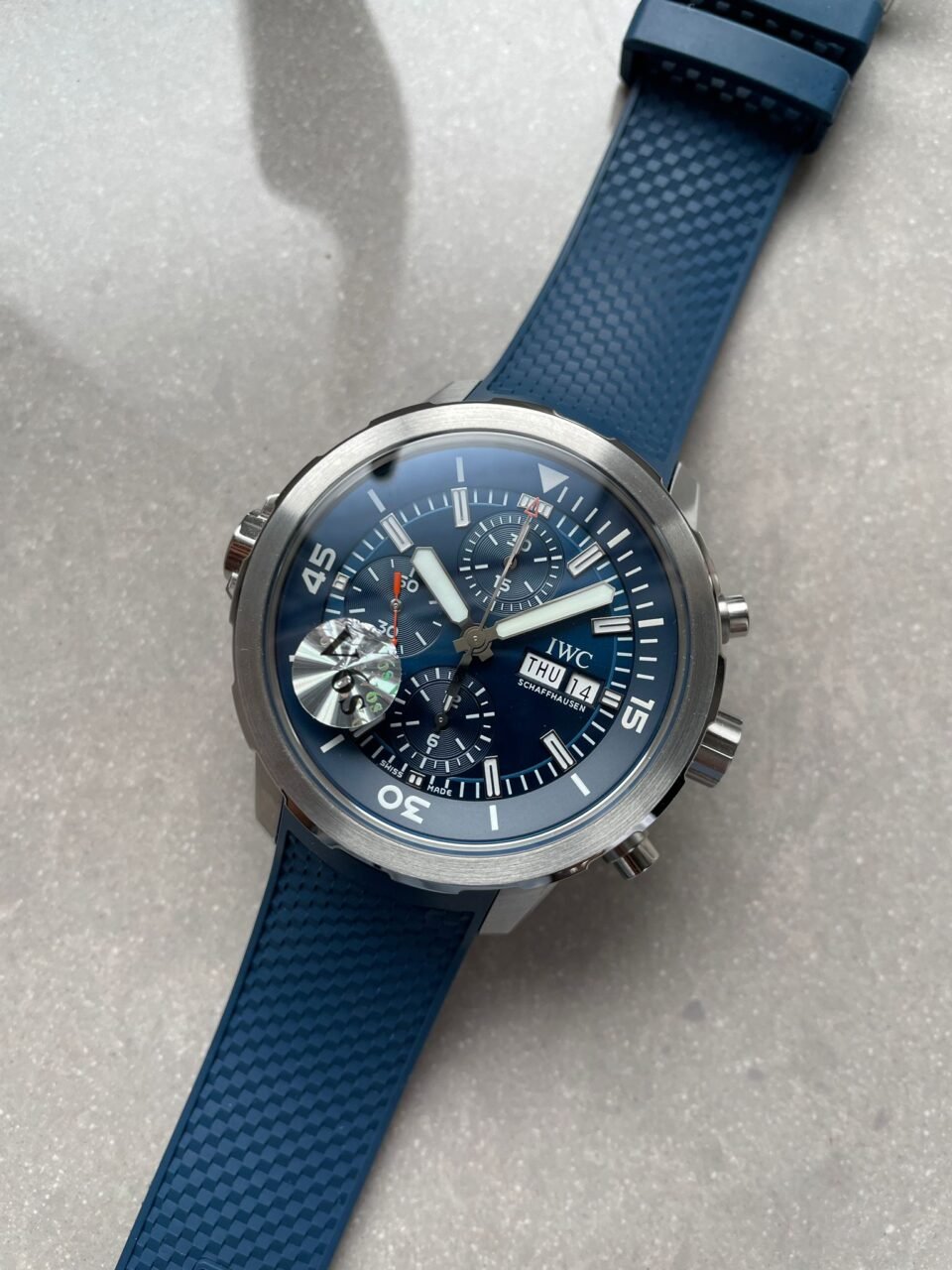 Aquatimer Chronograph IW376806 SS Blue Dial on Rubber Strap V6S A7750 - Image 5