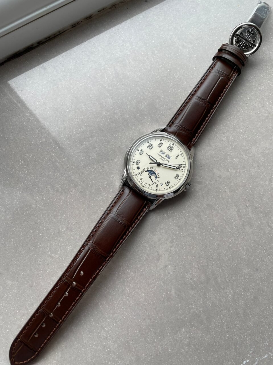 Perpetual Calendar 5320G-001 SS GSF 1:1 Best Edition Cream Dial on Brown Leather Strap A324 - Image 11