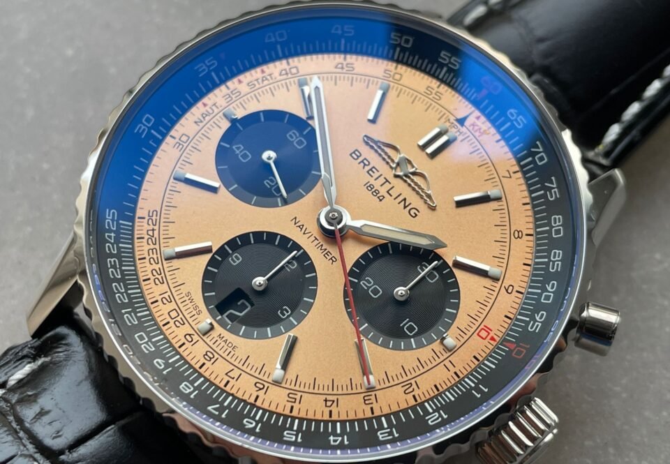 Navitimer 01 1:1 SS salmon Dial on Brown leather Strap A7750 BLS Factory - Image 5