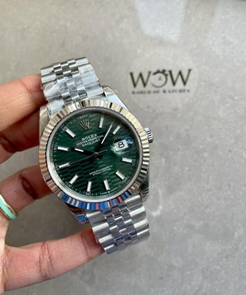 Datejust 41mm 126334 904L SS Fluted Bezel Patterned Green MOTIF Dial on SS Jubilee Bracelet VSF VS3235 Reference R2DJ0190