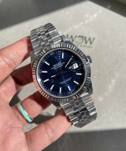 Datejust 41mm 126334 904L SS Fluted Bezel Patterned Blue MOTIF Dial on SS Jubilee Bracelet VSF VS3235