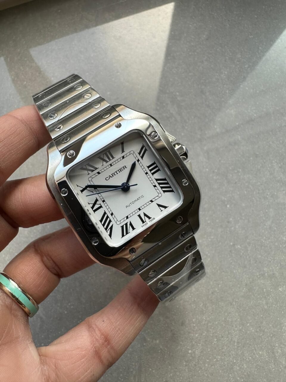 Santos de Cartier 35mm 2018 RXW 1:1 Best Edition White Dial on SS SmartLinks Bracelet MIYOTA 9015 - Image 7