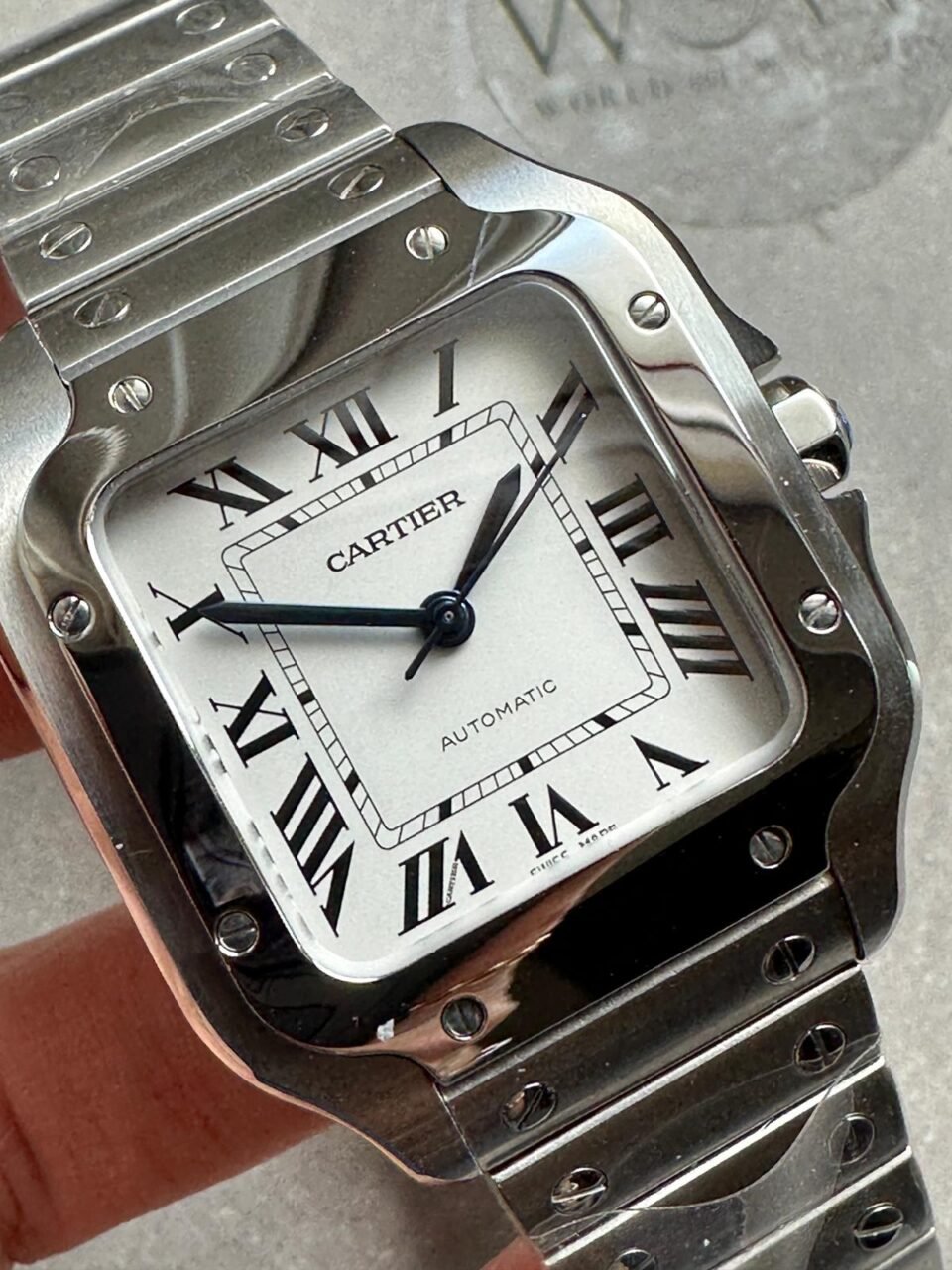 Santos de Cartier 35mm 2018 RXW 1:1 Best Edition White Dial on SS SmartLinks Bracelet MIYOTA 9015 - Image 8