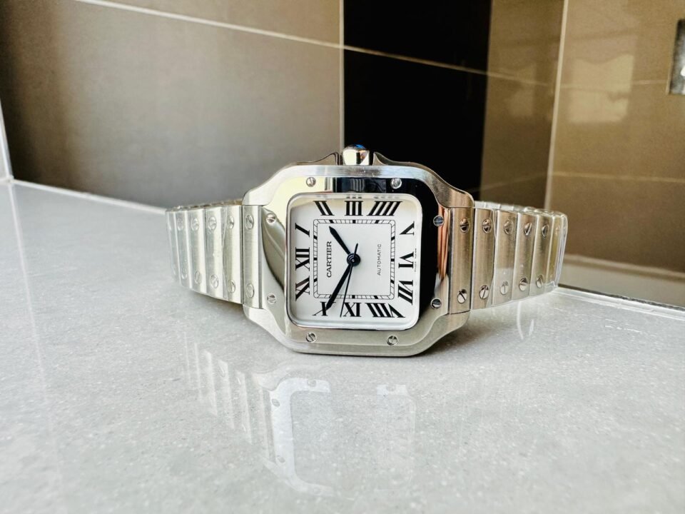 Santos de Cartier 35mm 2018 RXW 1:1 Best Edition White Dial on SS SmartLinks Bracelet MIYOTA 9015 - Image 6