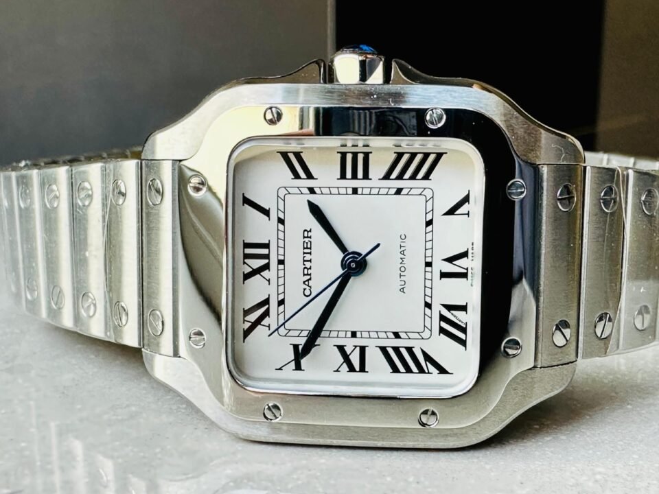 Santos de Cartier 35mm 2018 RXW 1:1 Best Edition White Dial on SS SmartLinks Bracelet MIYOTA 9015 - Image 5