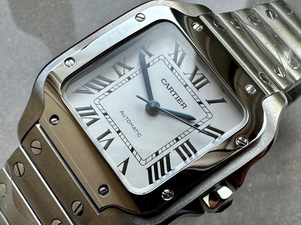 Santos de Cartier 35mm 2018 RXW 1:1 Best Edition White Dial on SS SmartLinks Bracelet MIYOTA 9015 - Image 4
