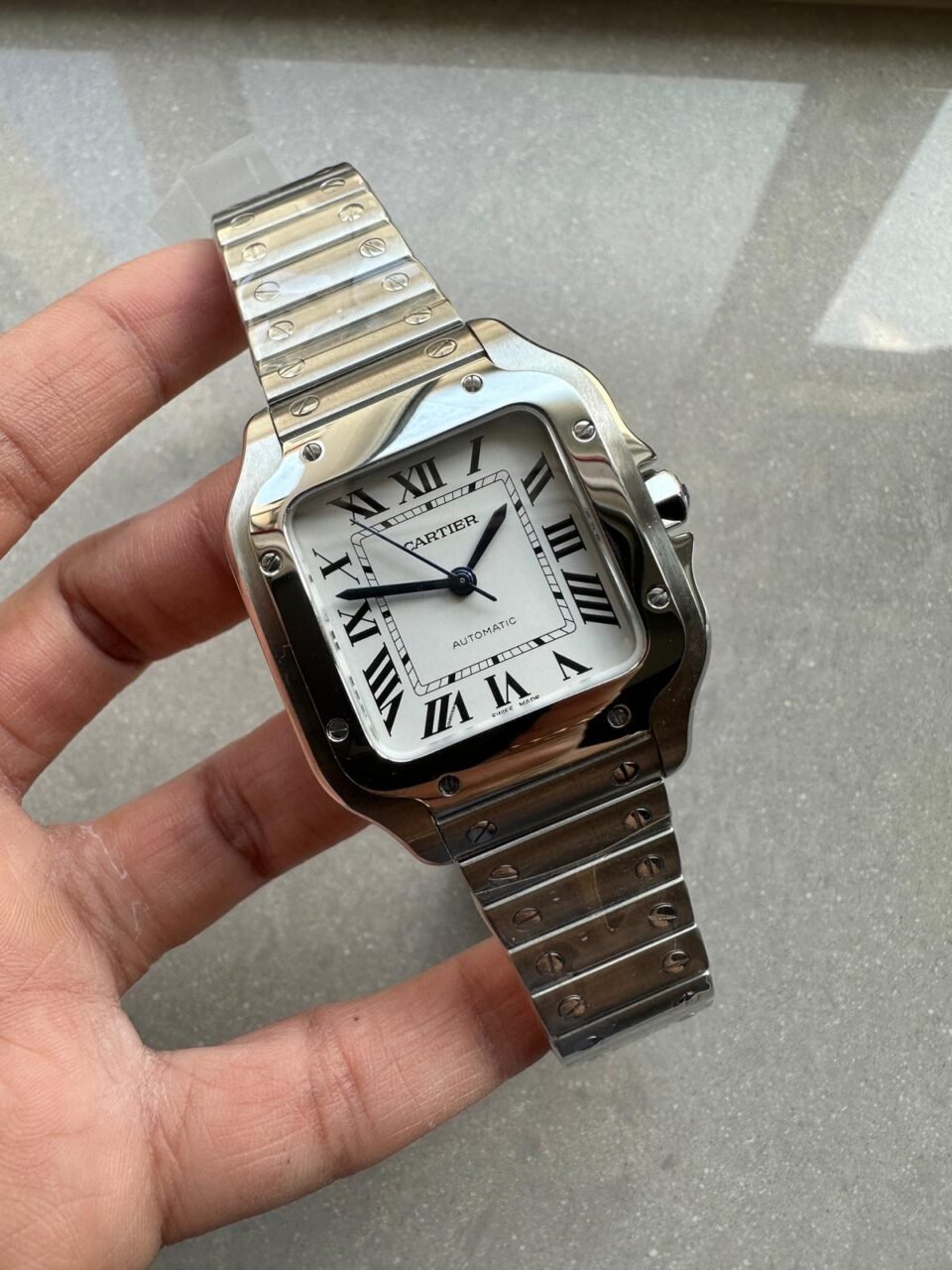 Santos de Cartier 35mm 2018 RXW 1:1 Best Edition White Dial on SS SmartLinks Bracelet MIYOTA 9015 - Image 2