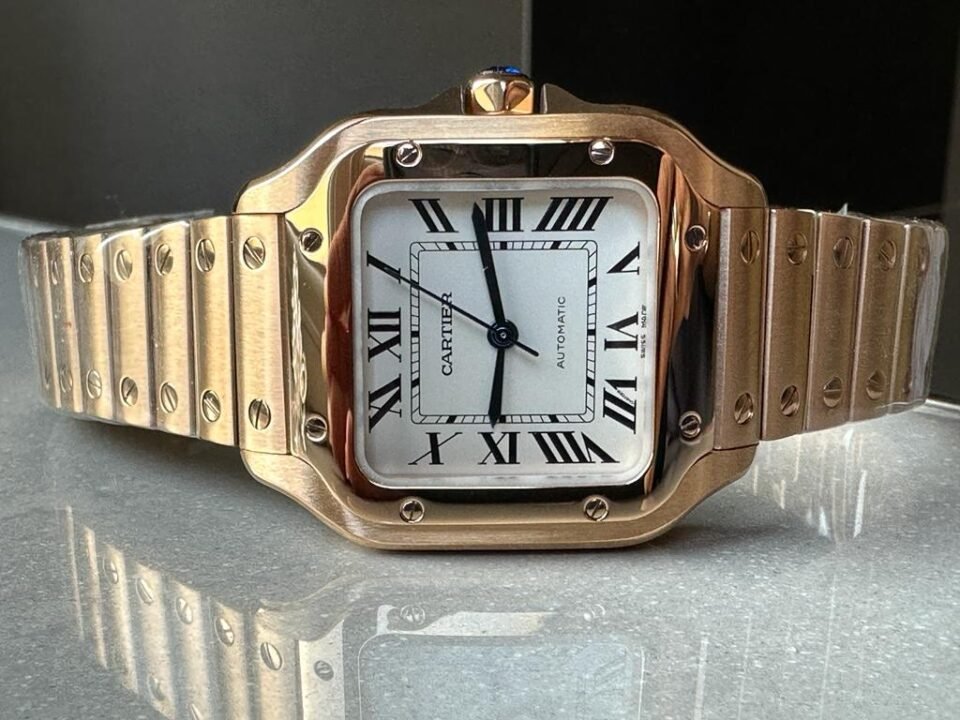 Santos de Cartier 35mm 2018 RG RXW 1:1 Best Edition White Dial on SmartLinks Bracelet MIYOTA 9015 - Image 4