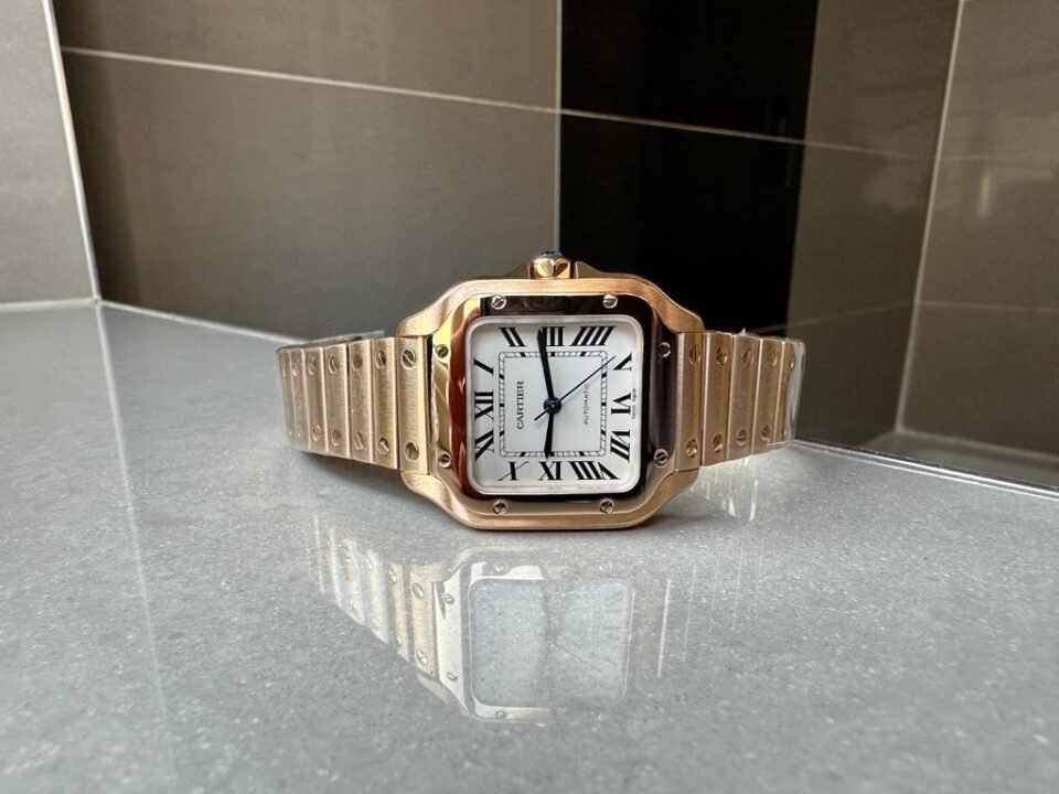 Santos de Cartier 35mm 2018 RG RXW 1:1 Best Edition White Dial on SmartLinks Bracelet MIYOTA 9015 - Image 5