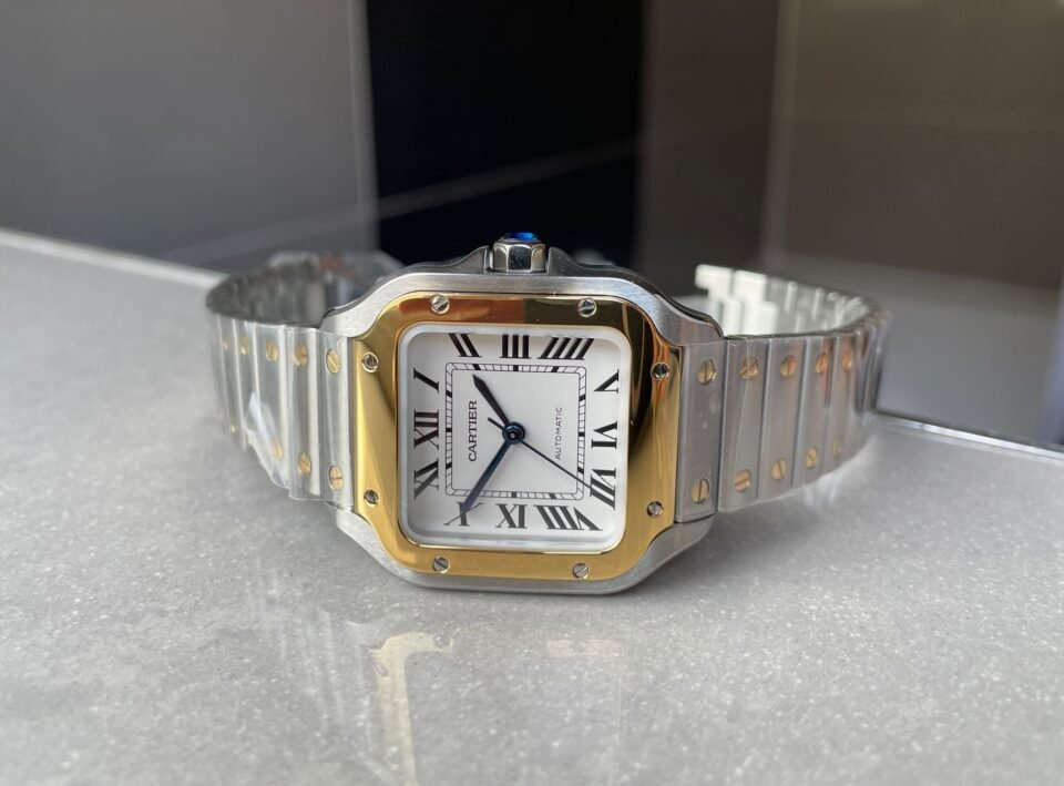 Santos de Cartier 35mm 2018 SS/YG RXW 1:1 Best Edition White Dial on SS/YG SmartLinks Bracelet MIYOTA 9015 - Image 4