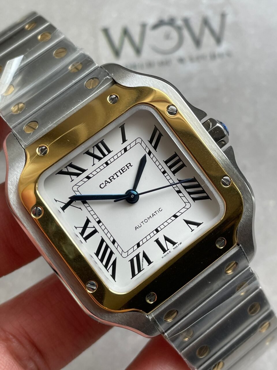 Santos de Cartier 35mm 2018 SS/YG RXW 1:1 Best Edition White Dial on SS/YG SmartLinks Bracelet MIYOTA 9015 - Image 2