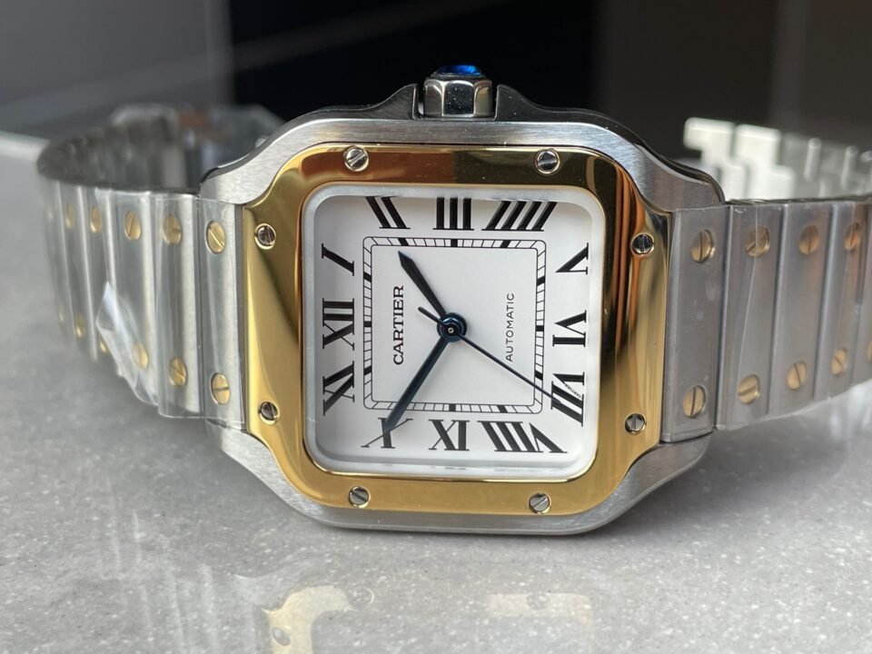 Santos de Cartier 35mm 2018 SS/YG RXW 1:1 Best Edition White Dial on SS/YG SmartLinks Bracelet MIYOTA 9015 - Image 7