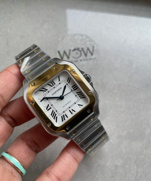 Santos de Cartier 35mm 2018 SS/YG RXW 1:1 Best Edition White Dial on SS/YG SmartLinks Bracelet MIYOTA 9015