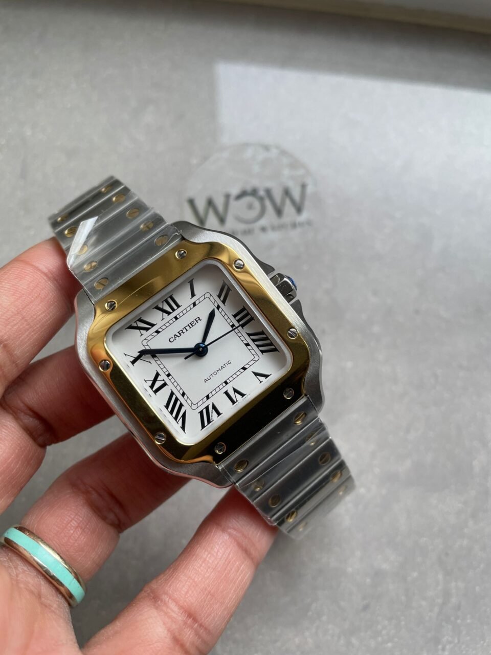 Santos de Cartier 35mm 2018 SS/YG RXW 1:1 Best Edition White Dial on SS/YG SmartLinks Bracelet MIYOTA 9015