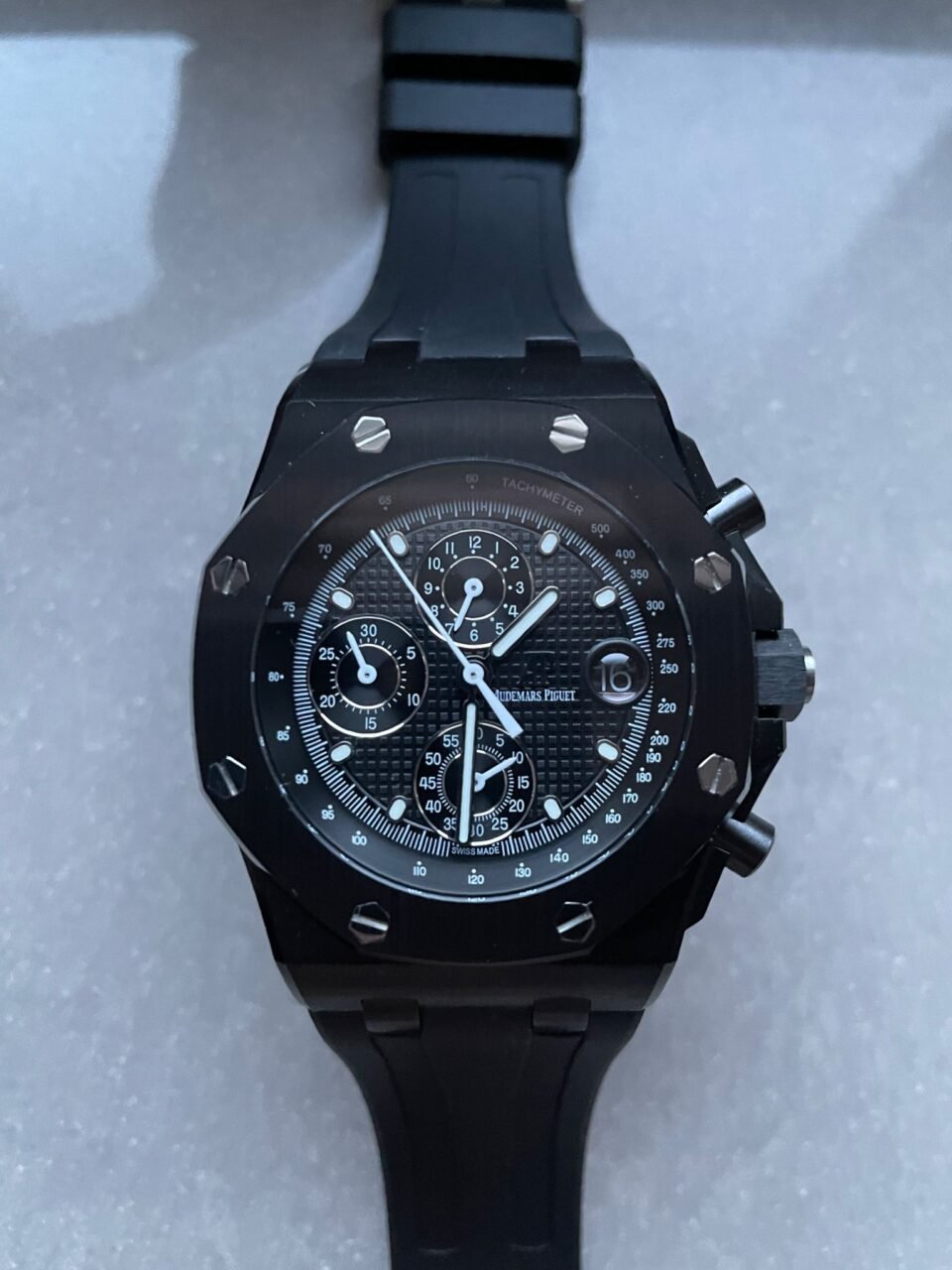 Royal Oak Offshore Chronograph CER Black Dial on Rubber Strap APF A3126 Mod - Image 2