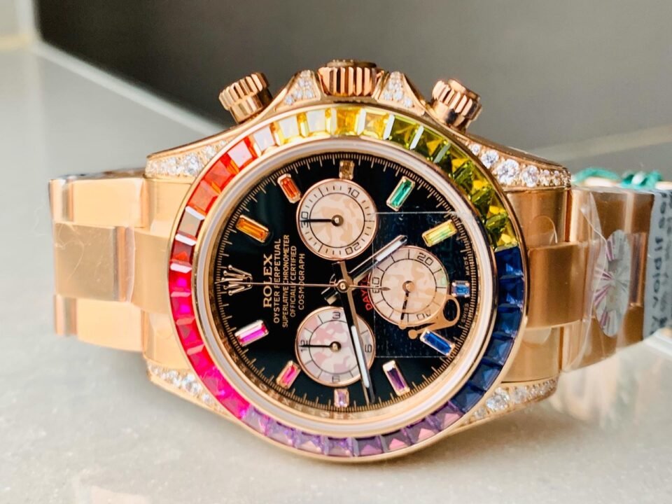 Daytona 116589RBOW YG Rainbow Crystal BLF Best Edition Black Dial on RG Bracelet A4130 - Image 3