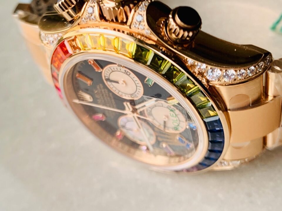 Daytona 116589RBOW YG Rainbow Crystal BLF Best Edition Black Dial on RG Bracelet A4130 - Image 5