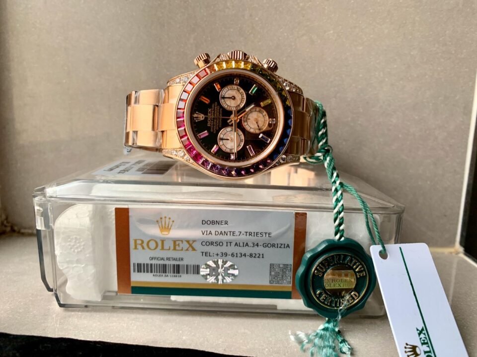 Daytona 116589RBOW YG Rainbow Crystal BLF Best Edition Black Dial on RG Bracelet A4130 - Image 6