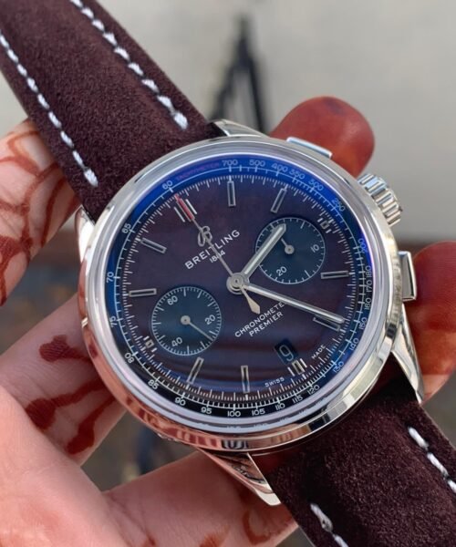Premier B01 Chrono SS 42mm GF 1:1 Best Edition Brown textured Dial on Brown Textured Strap A7750