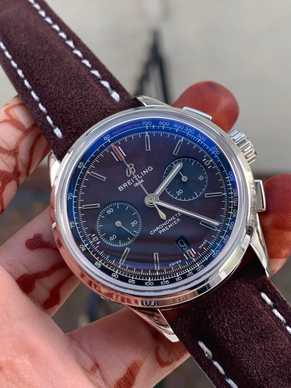 Premier B01 Chrono SS 42mm GF 1:1 Best Edition Brown textured Dial on Brown Textured Strap A7750