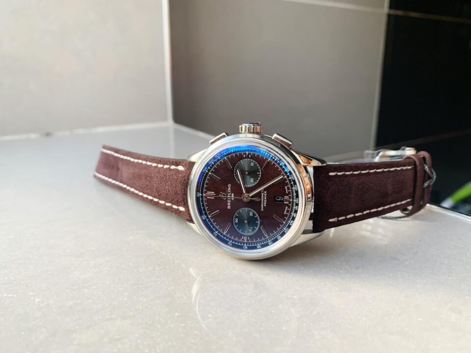 Premier B01 Chrono SS 42mm GF 1:1 Best Edition Brown textured Dial on Brown Textured Strap A7750 - Image 3