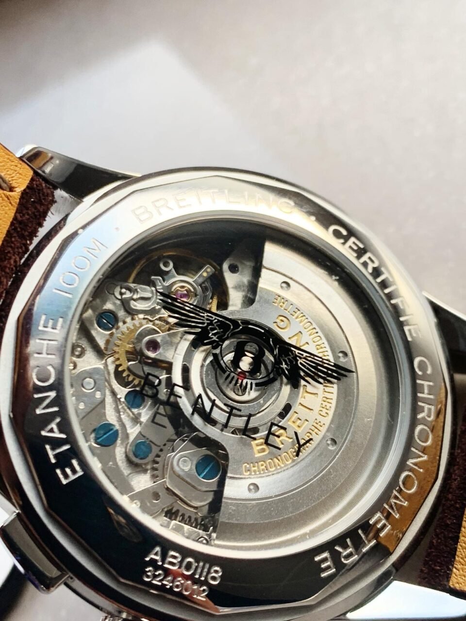 Premier B01 Chrono SS 42mm GF 1:1 Best Edition Brown textured Dial on Brown Textured Strap A7750 - Image 5