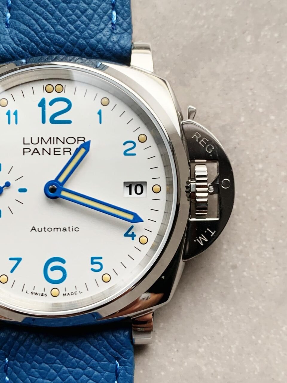 PAM906 Luminor PAM VSF SS BEST EDITION WHITE DIAL ON BLUE LEATHER STRAP A.XXXIV - Image 4