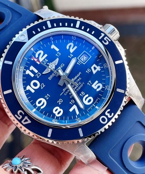 SuperOcean II 44mm GF 1:1 Best Edition Blue Dial on Blue Rubber Strap A2824
