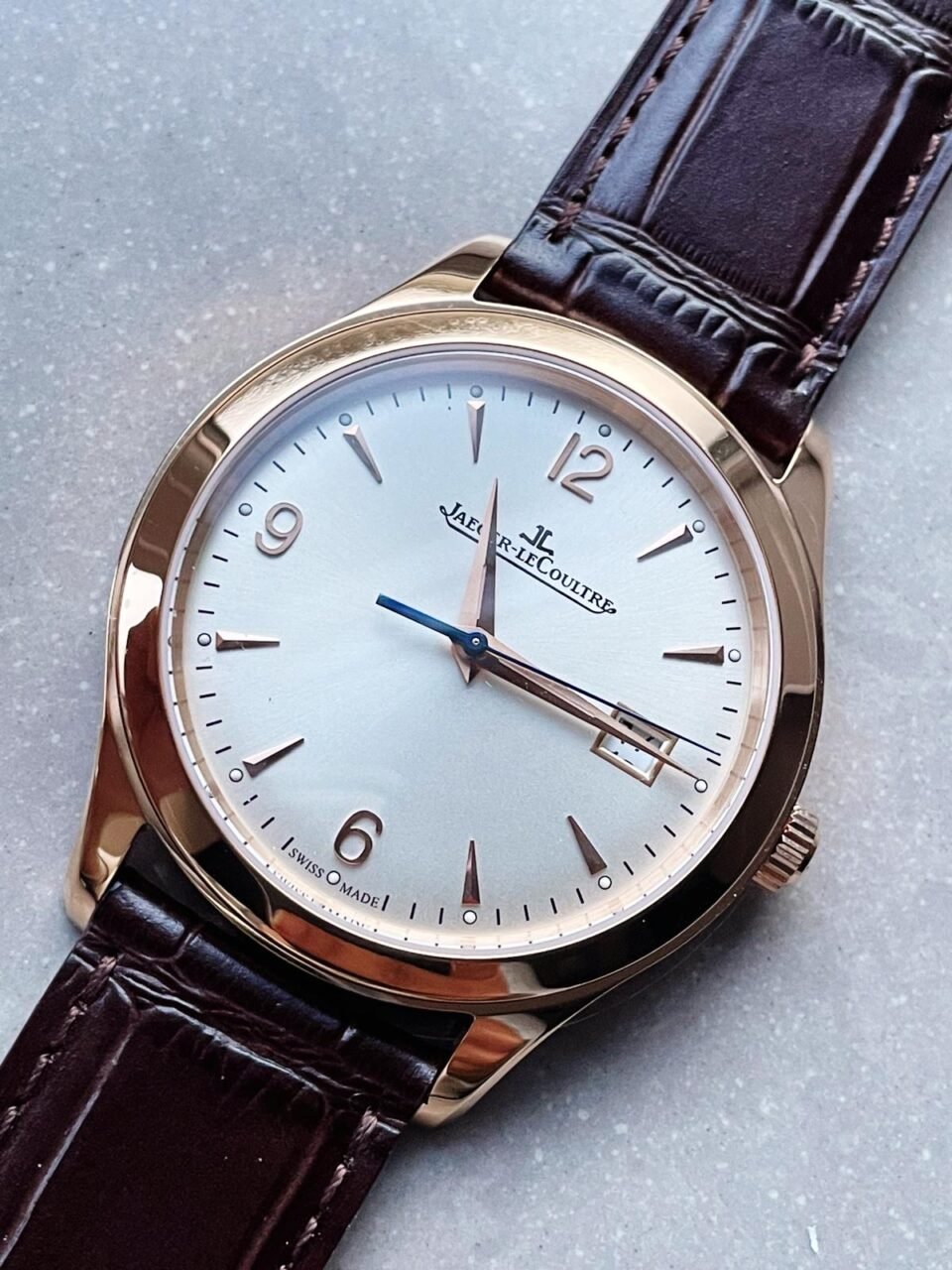Master Ultra Thin Date RG White Dial Arabic Markers on Brown Leather Strap MIYOTA 9015 - Image 2