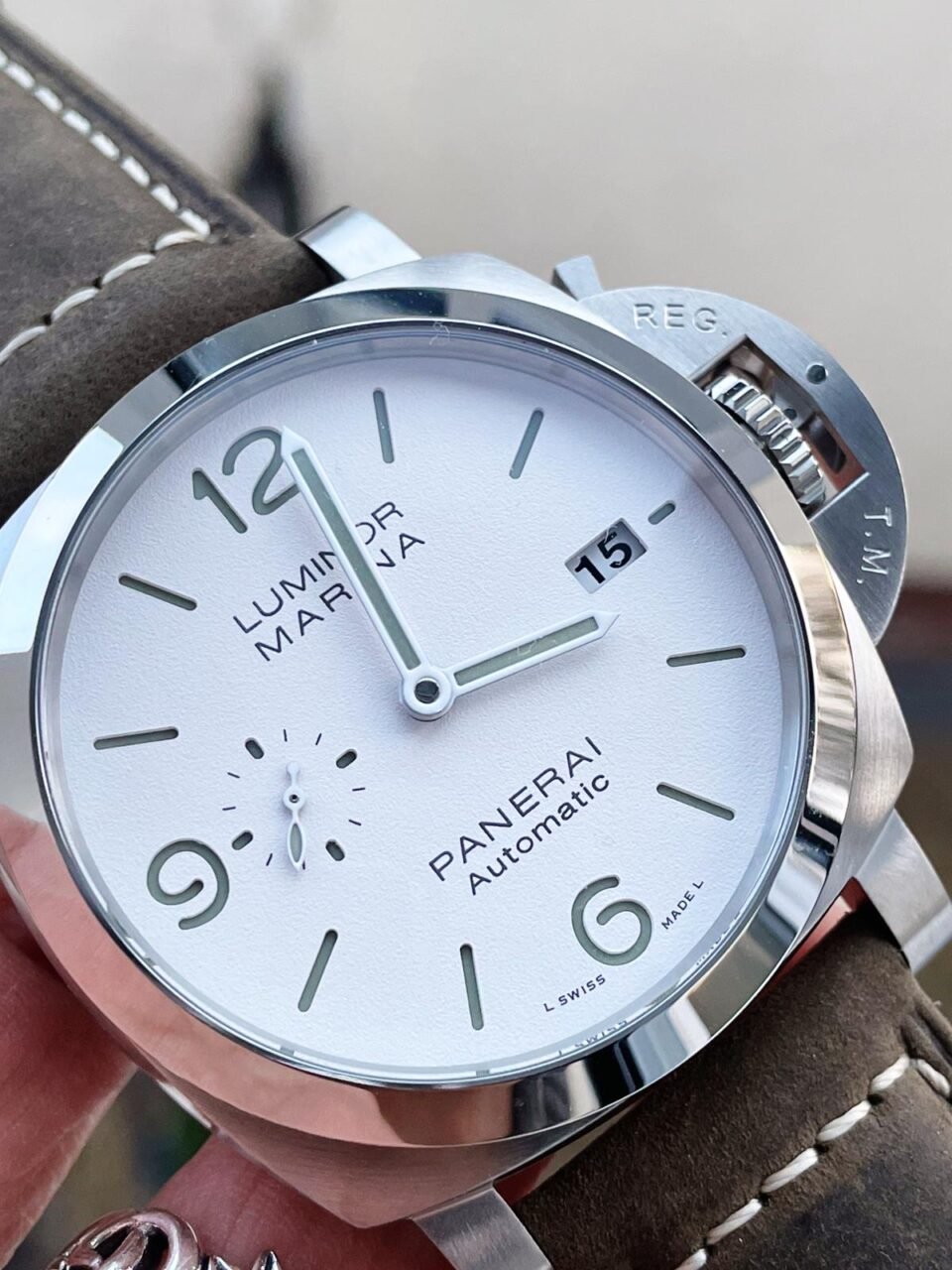 PAM 1314 VSF 1:1 Best Edition White Dial on Gray Asso Strap P.9010 - Image 2