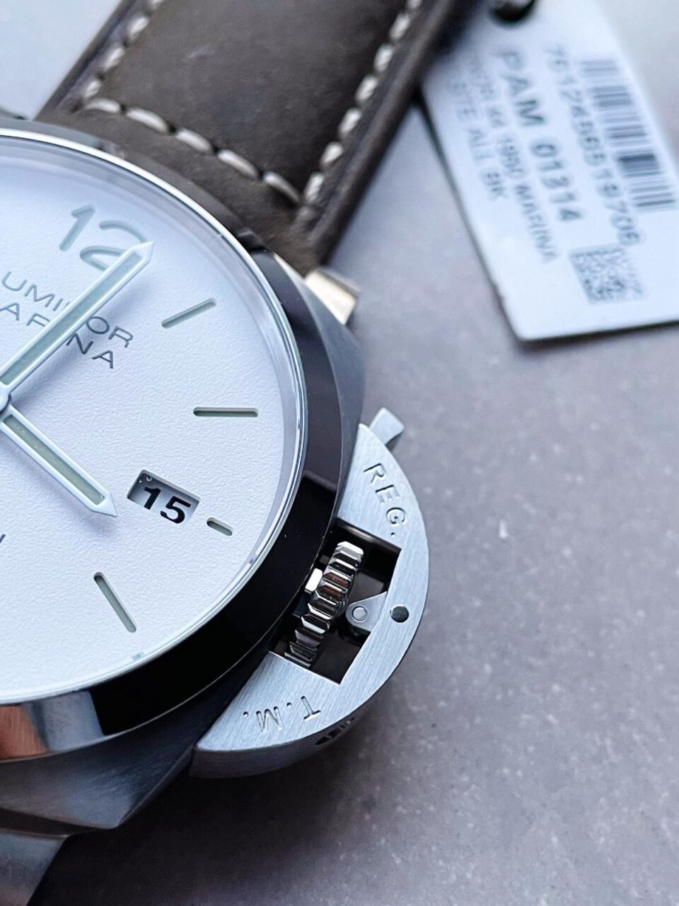 PAM 1314 VSF 1:1 Best Edition White Dial on Gray Asso Strap P.9010 - Image 4