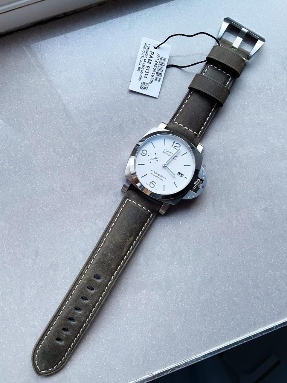 PAM 1314 VSF 1:1 Best Edition White Dial on Gray Asso Strap P.9010 - Image 5