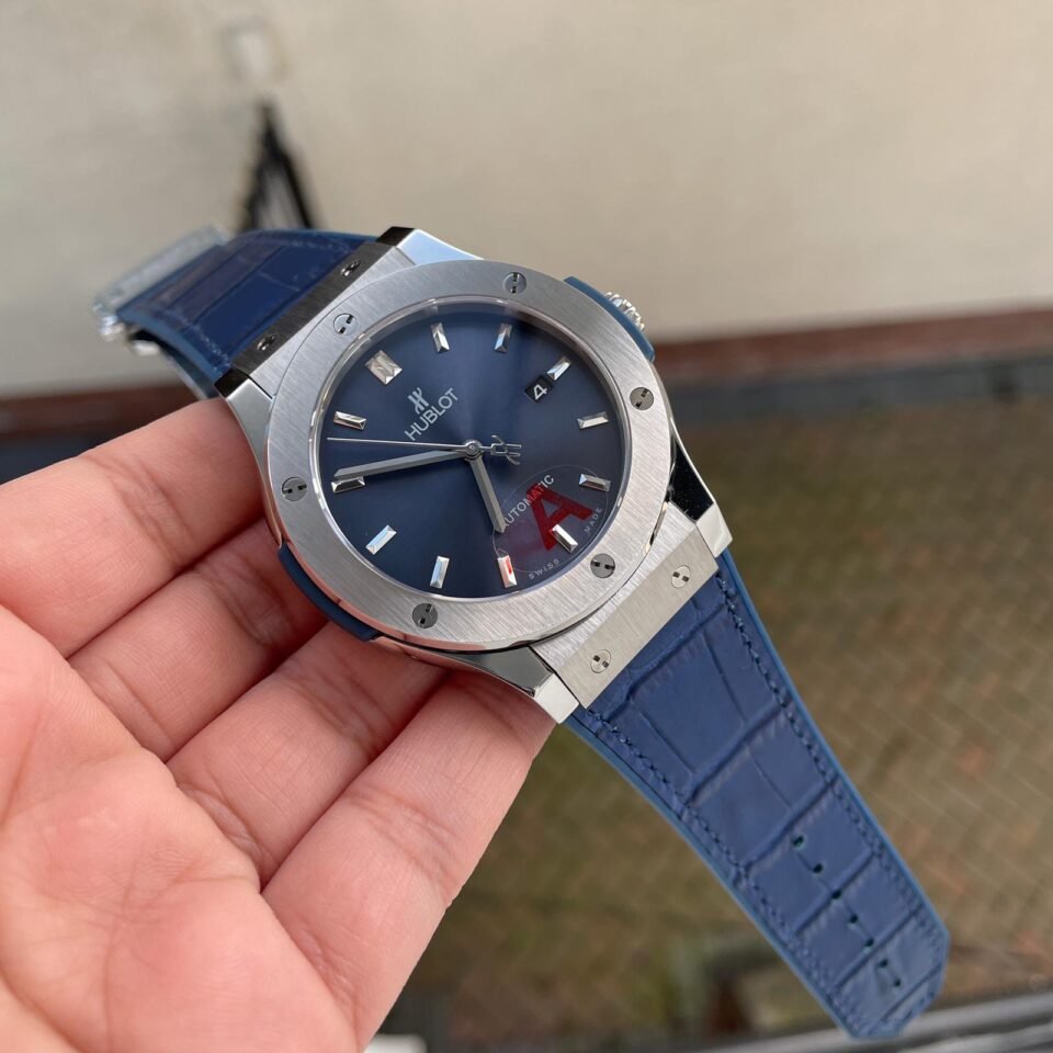 Classic Fusion 45mm SS HBF 1:1 Best Edition Blue Dial on Blue Gummy Strap A2892