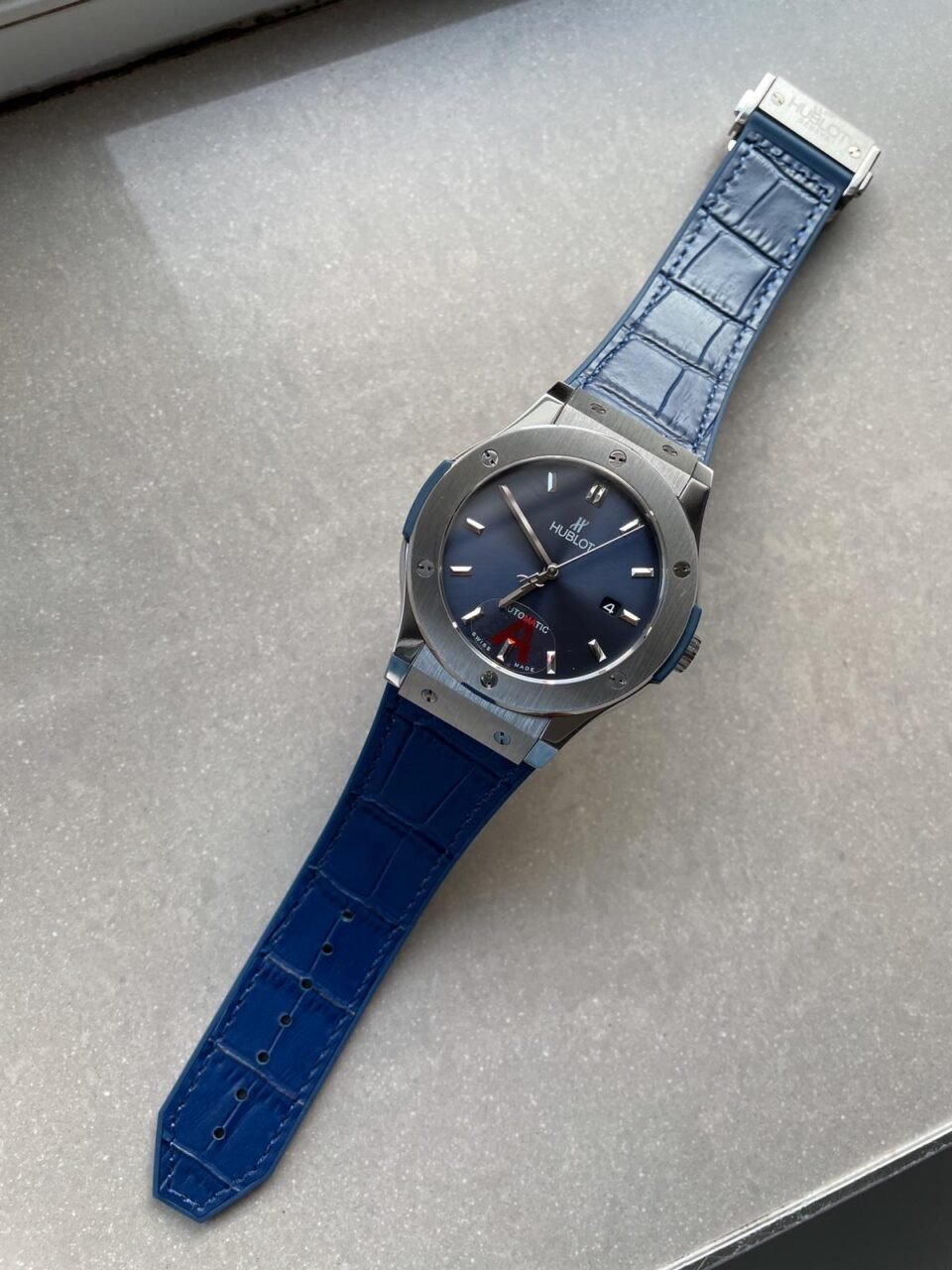 Classic Fusion 45mm SS HBF 1:1 Best Edition Blue Dial on Blue Gummy Strap A2892 - Image 3