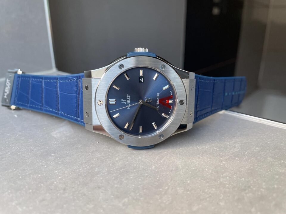 Classic Fusion 45mm SS HBF 1:1 Best Edition Blue Dial on Blue Gummy Strap A2892 - Image 6