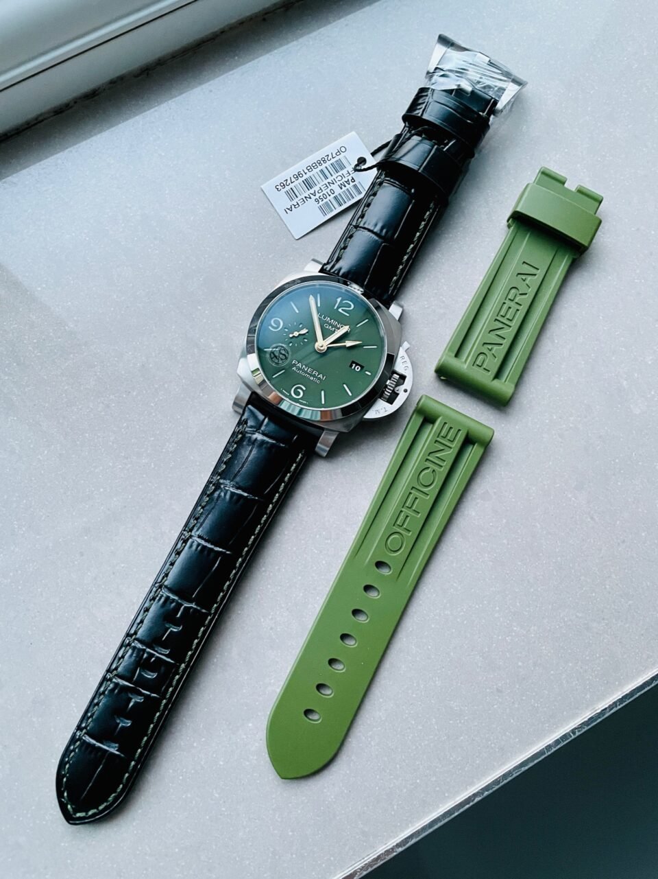 PAM1056 GMT VSF 1:1 MS DHONI Edition Green Dial on Black Leather Strap P.9011 - Image 7